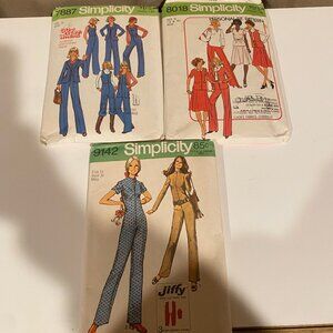 Simplicity 8018 7887 9142 1970s Vintage Sewing Pattern‎ Lot (Sz 12-14)